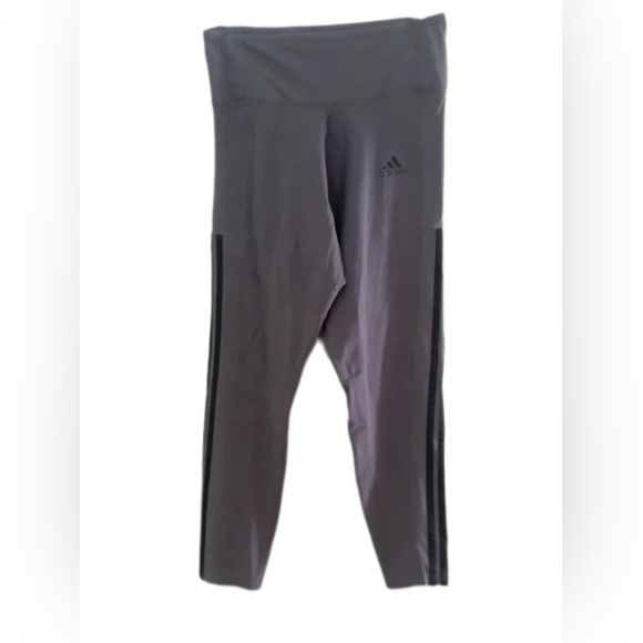 adidas Pants - Womens Leggings Charcoal Gray Athletic Leggings with Black Side Stripes
